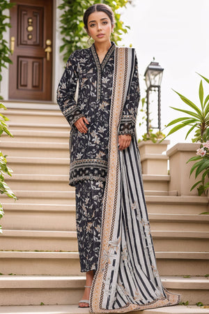 Malika By Sada Bahar Stitched 3 Piece Cutwork Khaddar Vol-01 Collection'2025-5767-Black