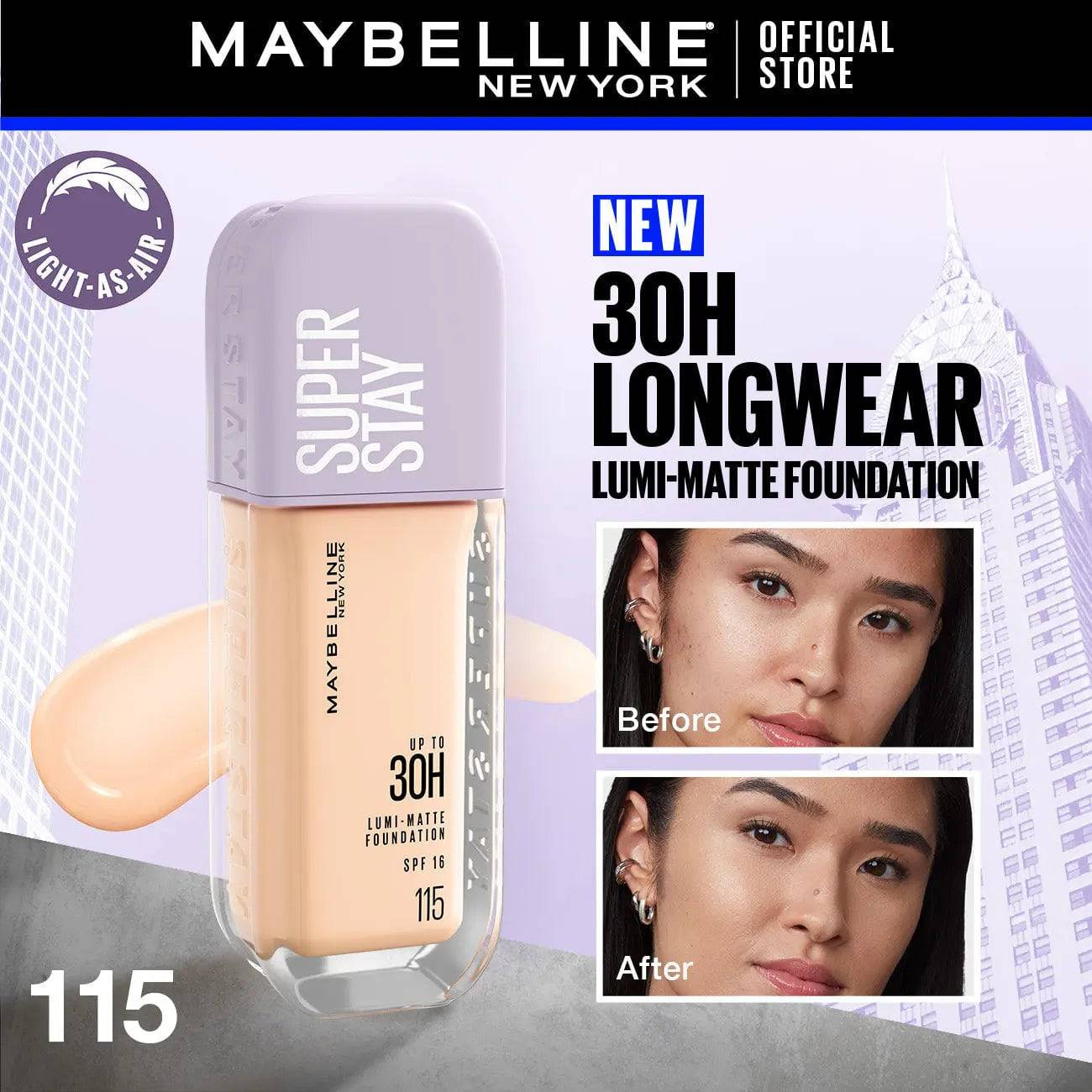 Maybelline New York Super Stay Up to 30hr Lumi Matte Foundation - 115 - My Store