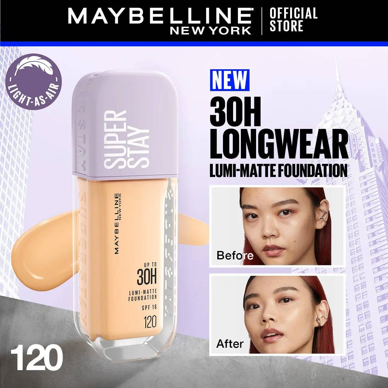 Maybelline New York Super Stay Up to 30hr Lumi Matte Foundation - 120 - My Store