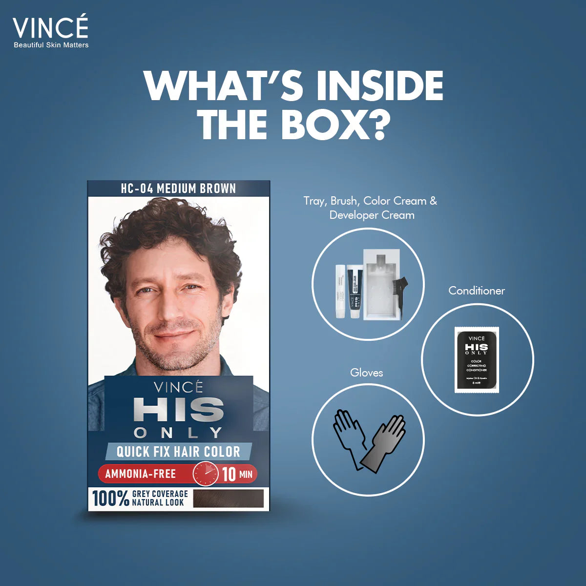 Vince - Medium Brown Men Hair Color - His Only (HC-04)