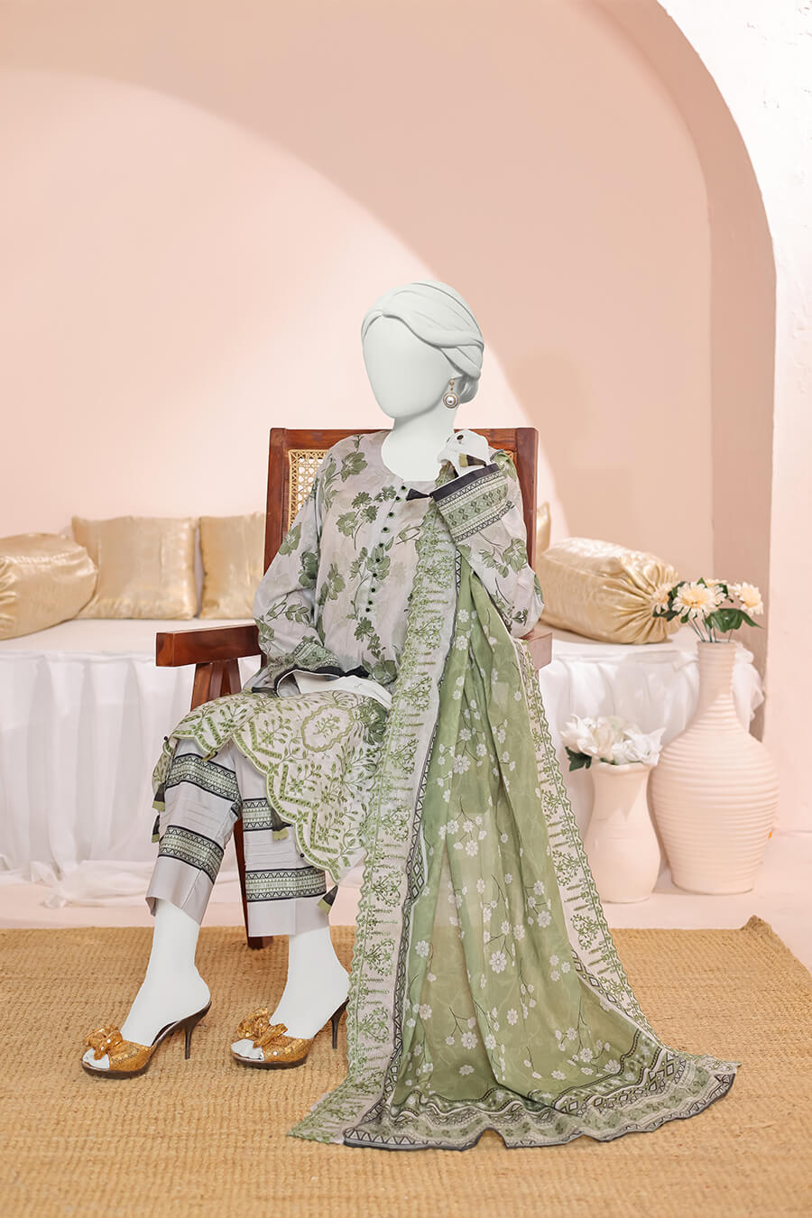 Almeerah Unstitched 3 Piece Emb Cutwork Lawn Vol-02 Collection'2025-Mint Charm