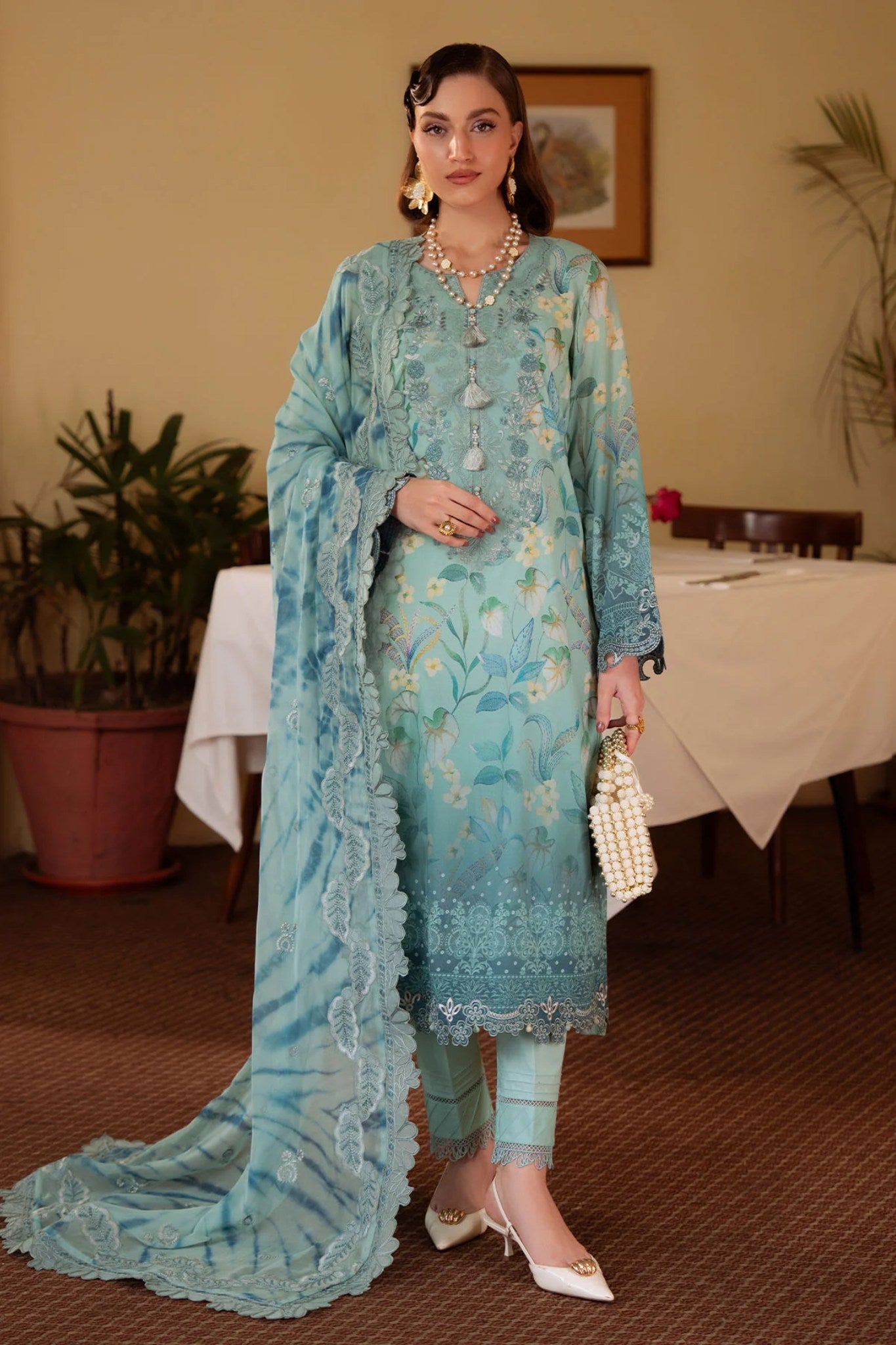 Maya By Nureh Unstitched 3 Piece Emb And Printed Swiss Lawn Suit-NS-160