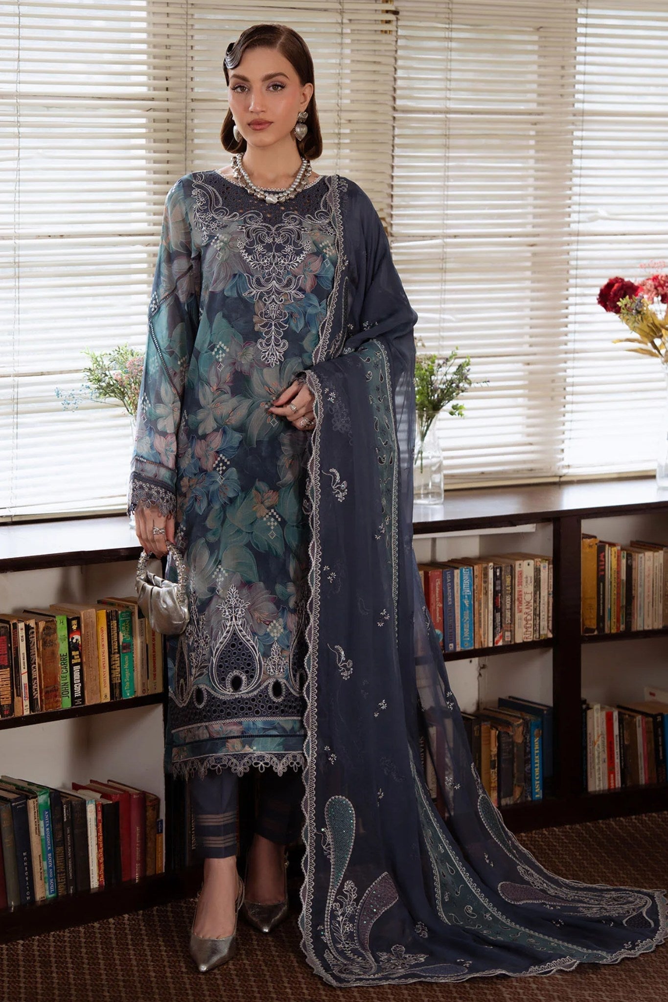 Maya By Nureh Unstitched 3 Piece Emb And Printed Swiss Lawn Suit-NS-162