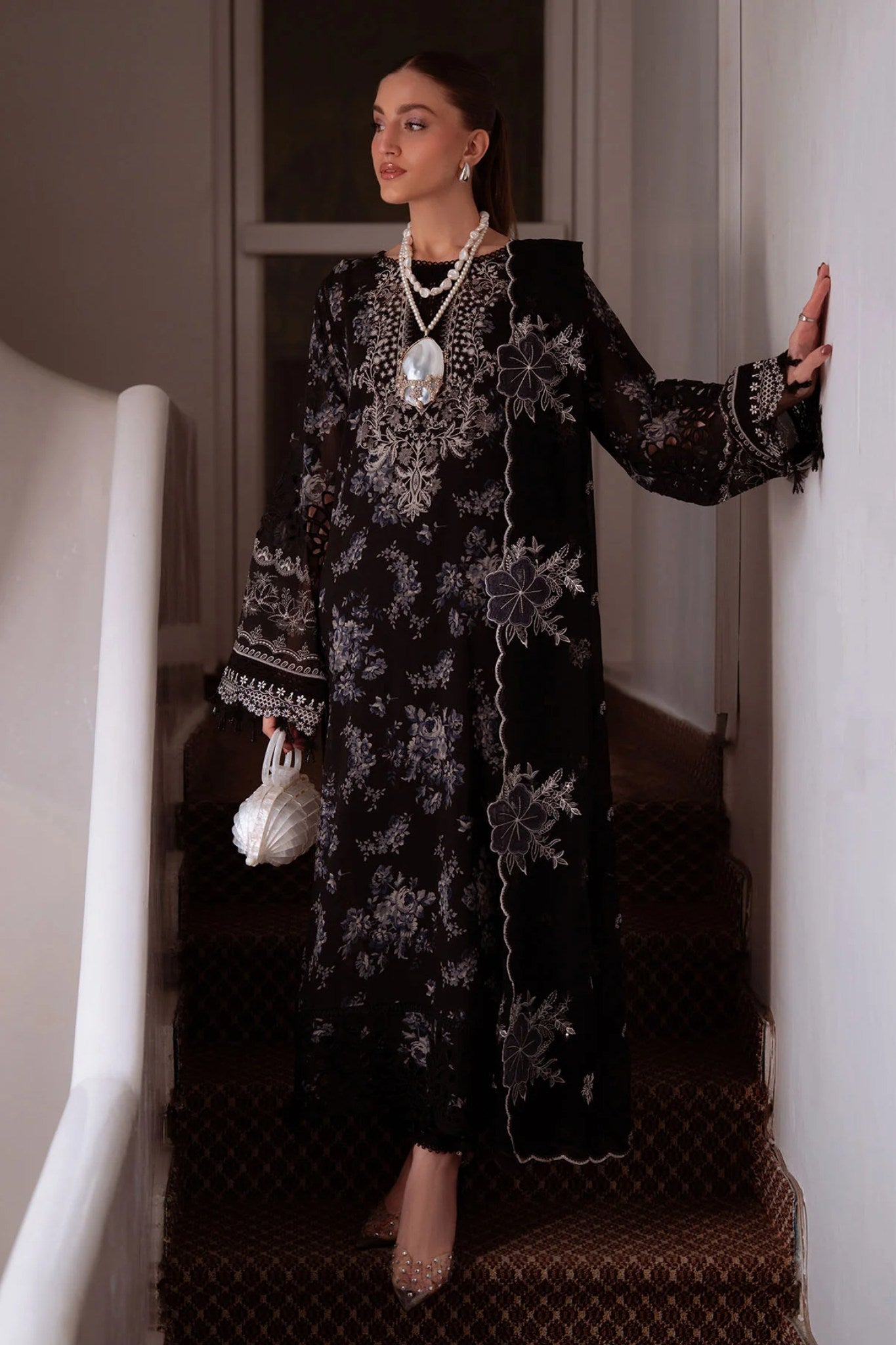 Maya By Nureh Unstitched 3 Piece Emb And Printed Swiss Lawn Suit-NS-164