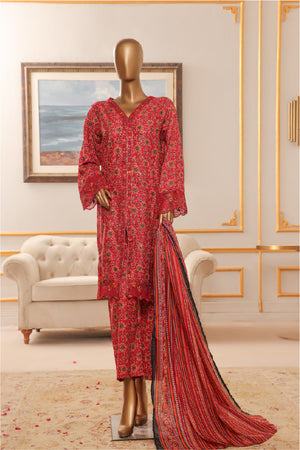 Bin Saeed Stitched 3 Piece Exclusive Chikankari Vol-07 Collection'2025-NSM-2286-Mehroon