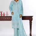 Bin Saeed Stitched 3 Piece Luxury White & White Emb Suit-NSM-2528 FEROZI