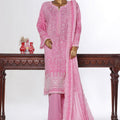 Bin Saeed Stitched 3 Piece Luxury White & White Emb Suit-NSM-2540 PINK