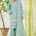Bin Saeed Stitched 3 Piece Luxury White & White Emb Suit-NSM-2547 GREEN