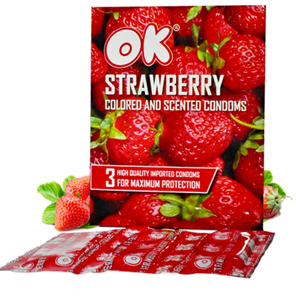 Ok Strawberry Condom 3s