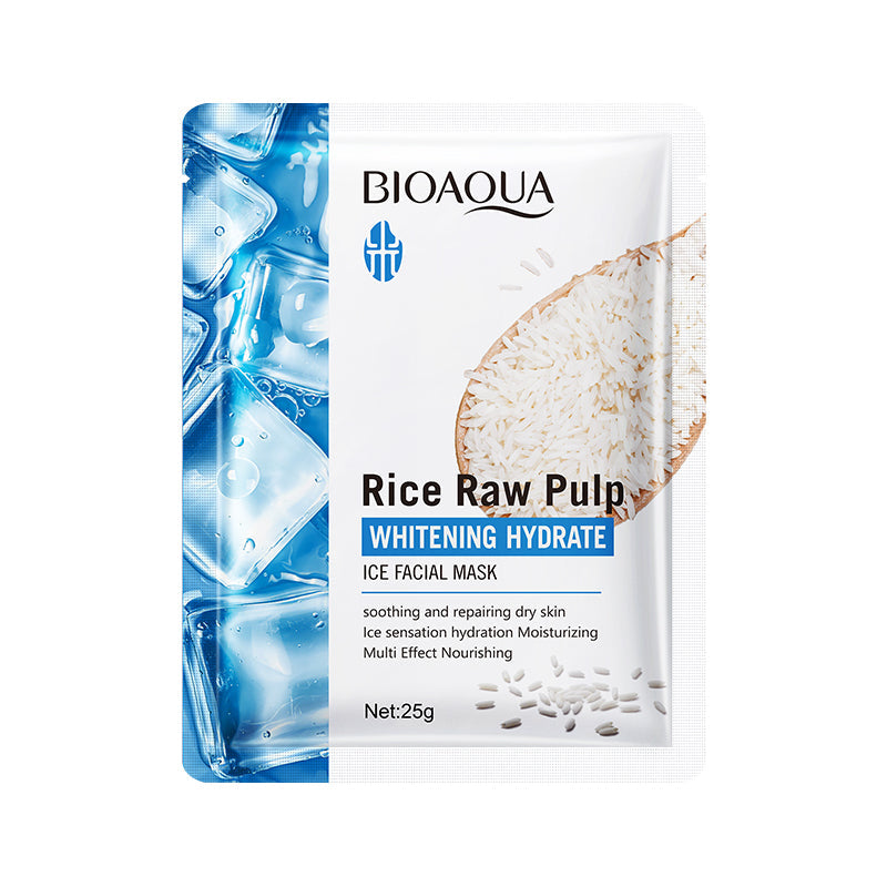 Bioaqua Rice Raw Pulp Whitening Hydrate Ice Facial Mask 25G - 1 PC