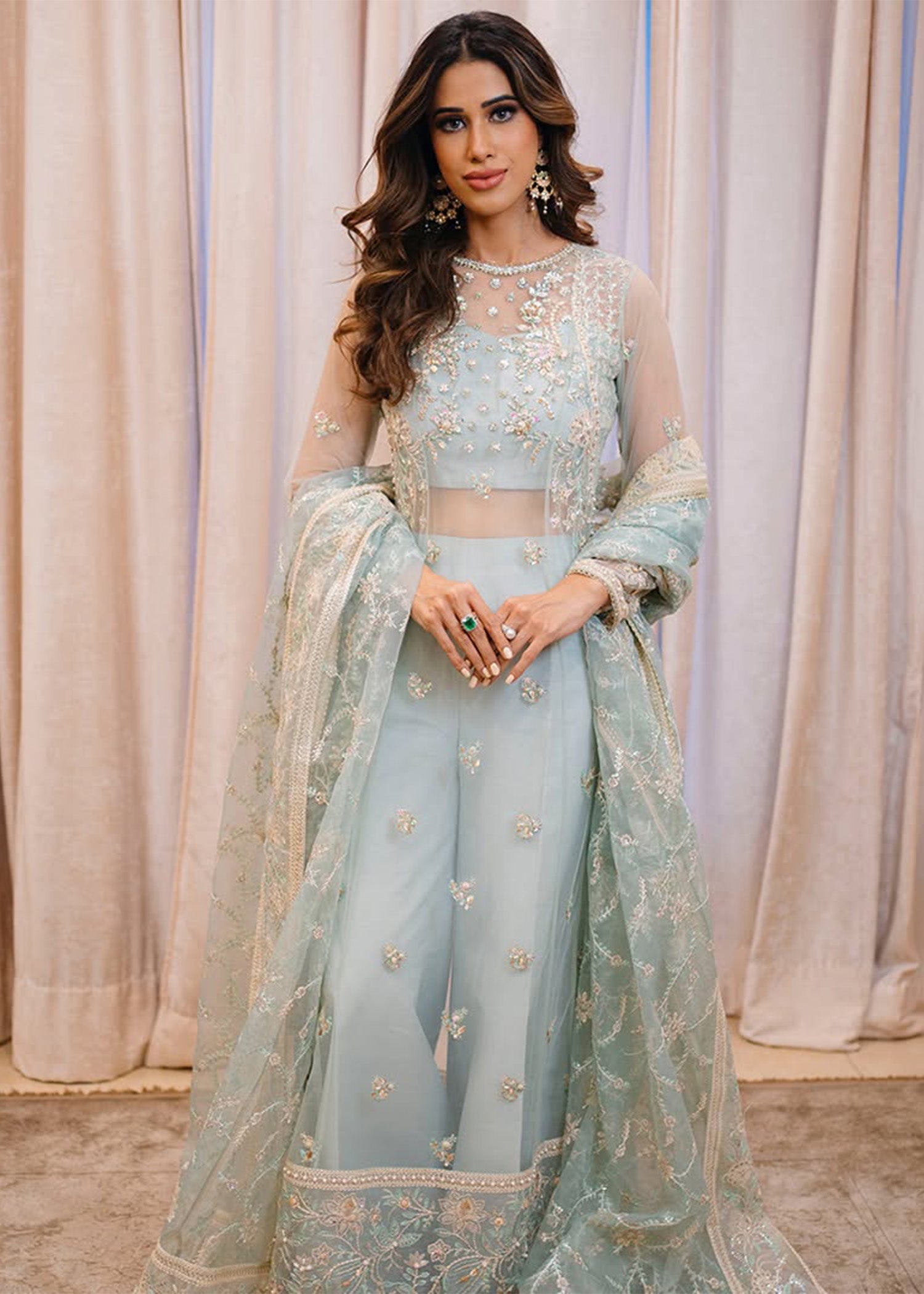 Sardinia Unstitched 3 Piece Formals Collection-Ocean Mist - Aden Rehan