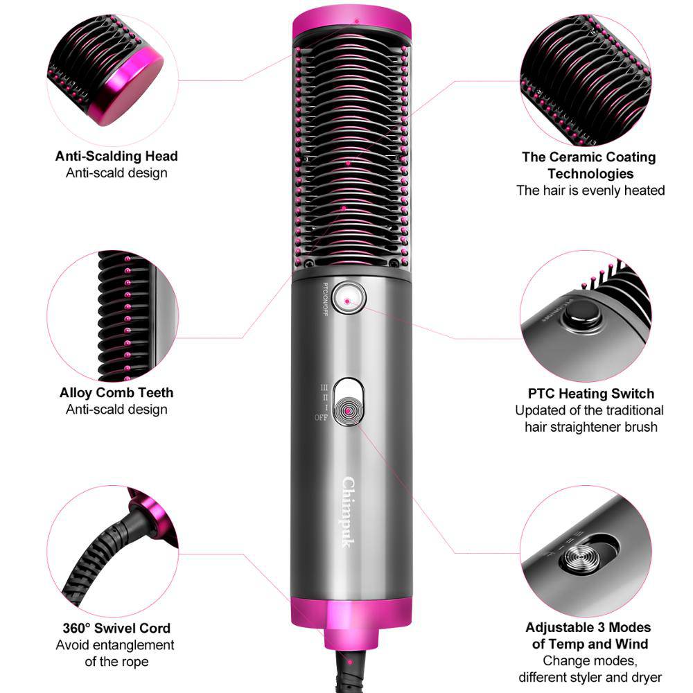 One Step - 3 In 1 Hair Blow Dryer , Straightener & Comb Kit For Wet Dry Hair - My Store