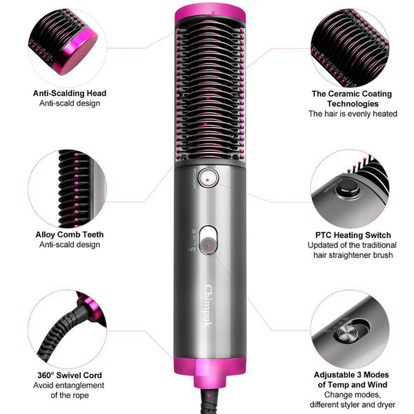 One Step - 3 In 1 Hair Blow Dryer , Straightener & Comb Kit For Wet Dry Hair - My Store