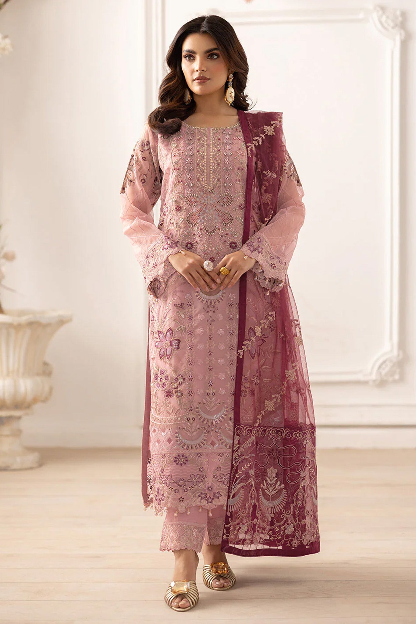 Dastoor by Ramsha Unstitched 3 Piece  Organza Vol-02 Collection'2025-P-201