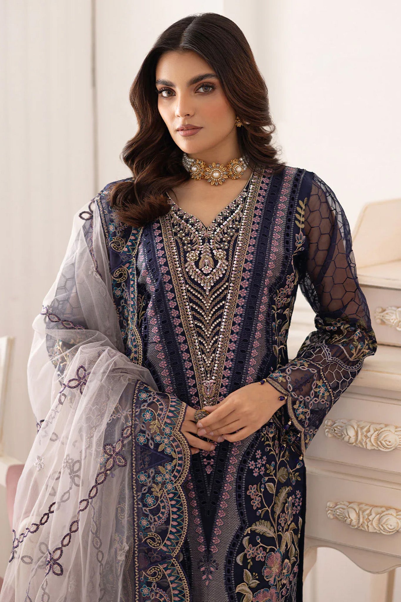 Dastoor by Ramsha Unstitched 3 Piece  Organza Vol-02 Collection'2025-P-202