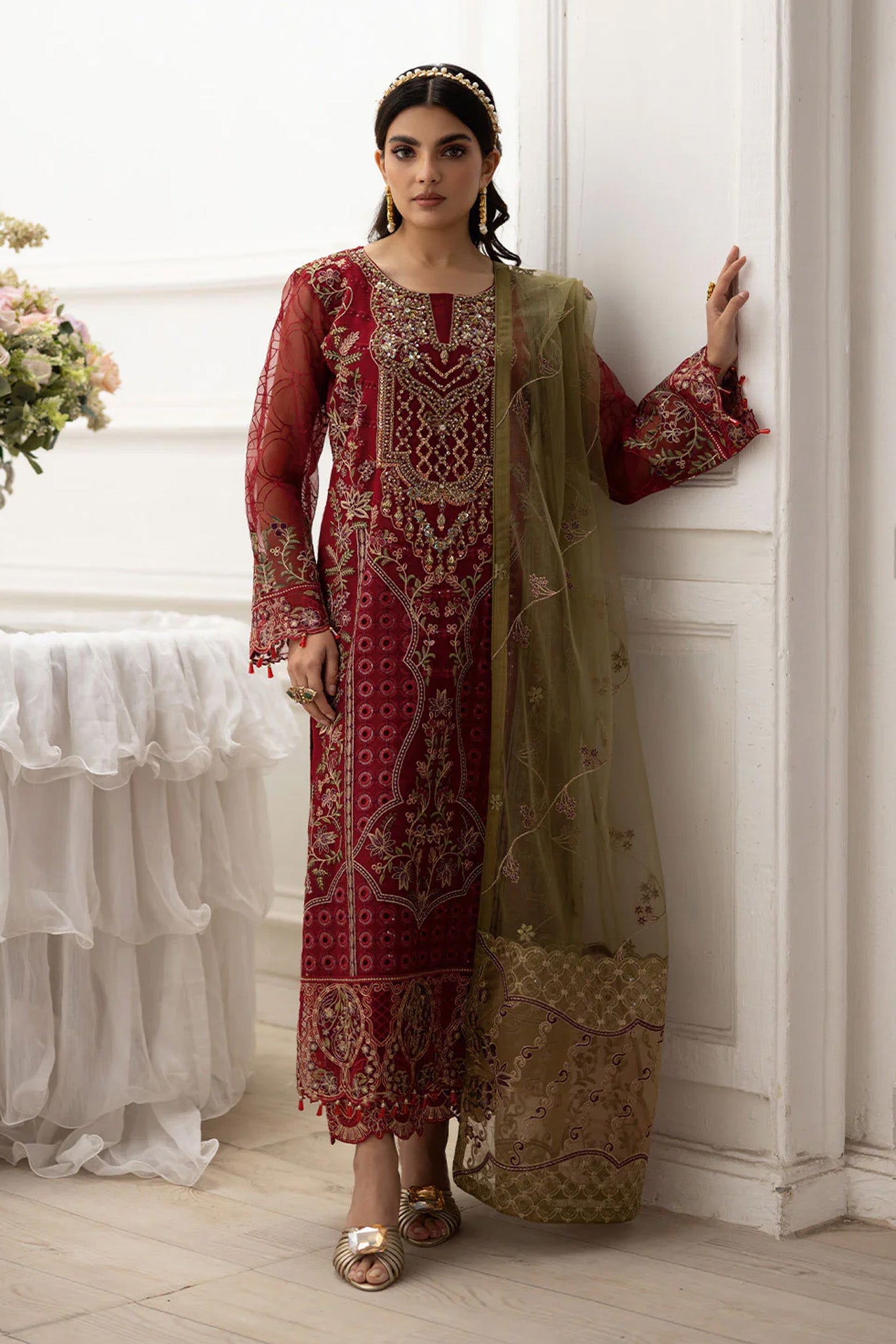 Dastoor by Ramsha Unstitched 3 Piece  Organza Vol-02 Collection'2025-P-204