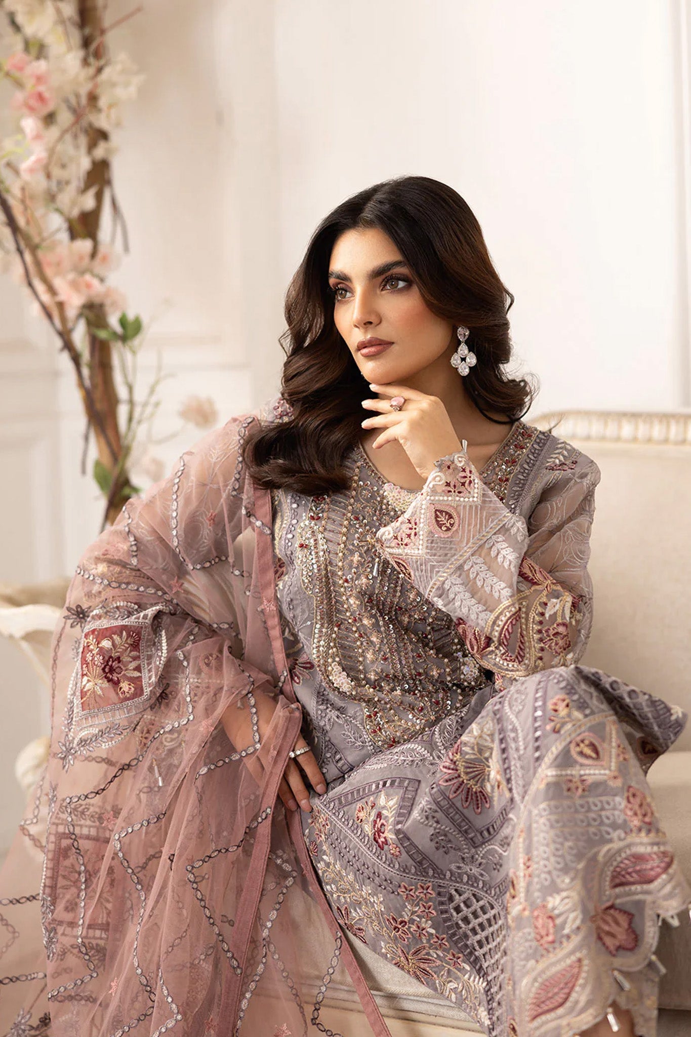 Dastoor by Ramsha Unstitched 3 Piece  Organza Vol-02 Collection'2025-P-205