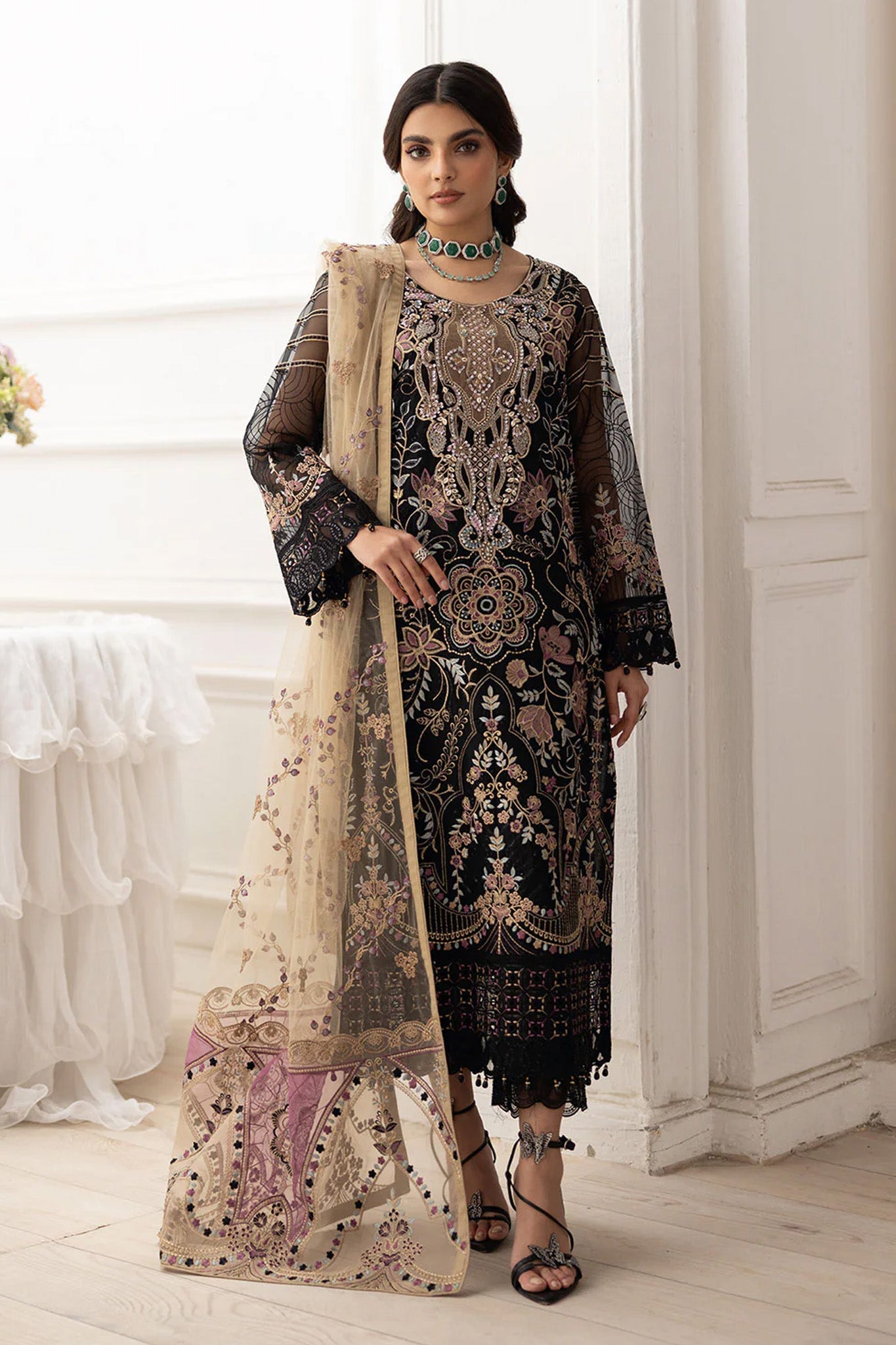 Dastoor by Ramsha Unstitched 3 Piece  Organza Vol-02 Collection'2025-P-206