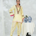Silcot Stitched 2 Piece Silk Collection-Lemon blossom Silk Ensemble