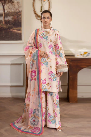 Summer Scent By Nine Needles Stitched 3 Piece Summer Collection'2025-Peach Sorbet-NP-01