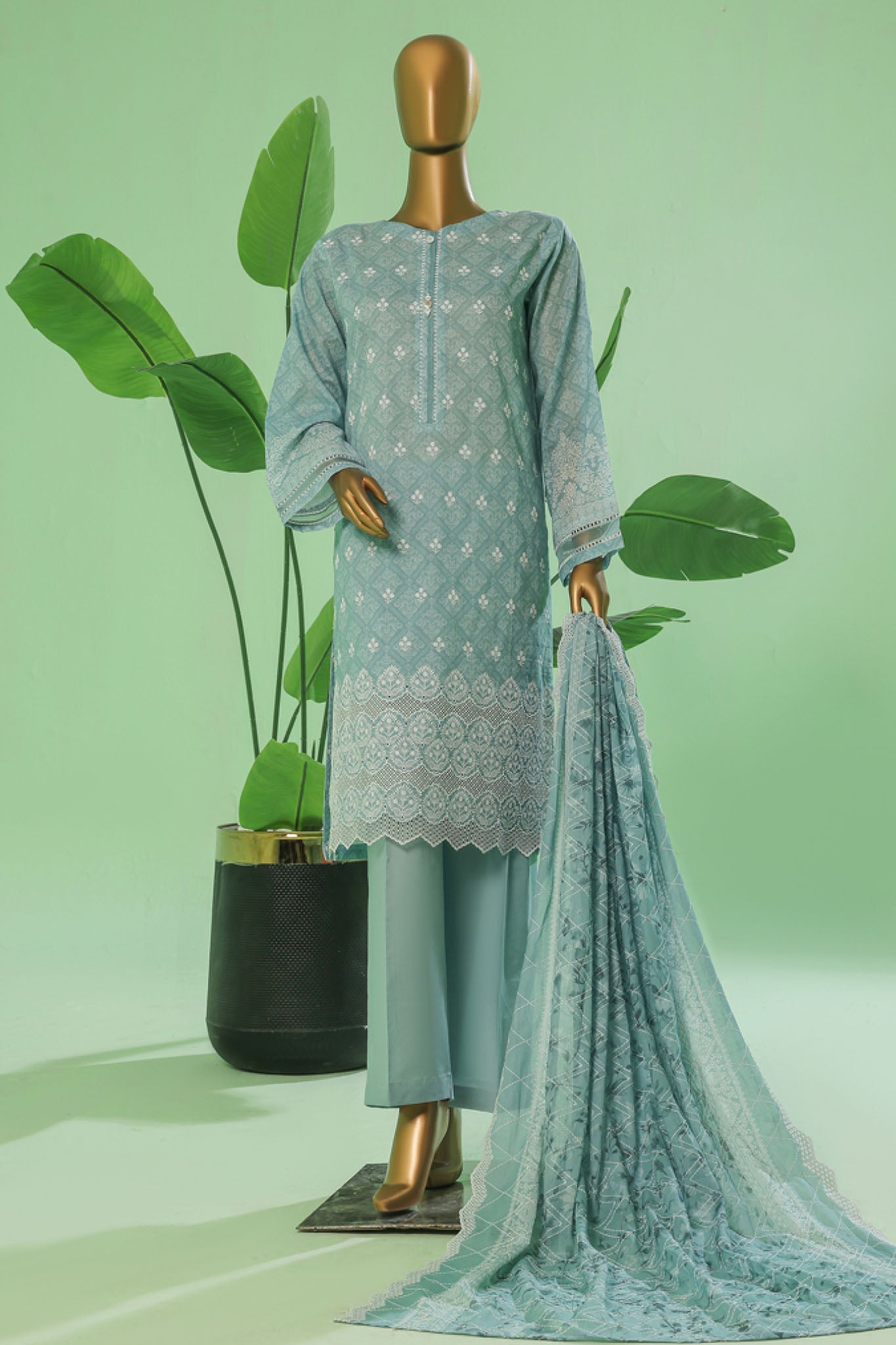 Printkari By HZ Stitched 3 Piece Prints Chikankari Vol-03 Collection'2025-PEC-058-Mint