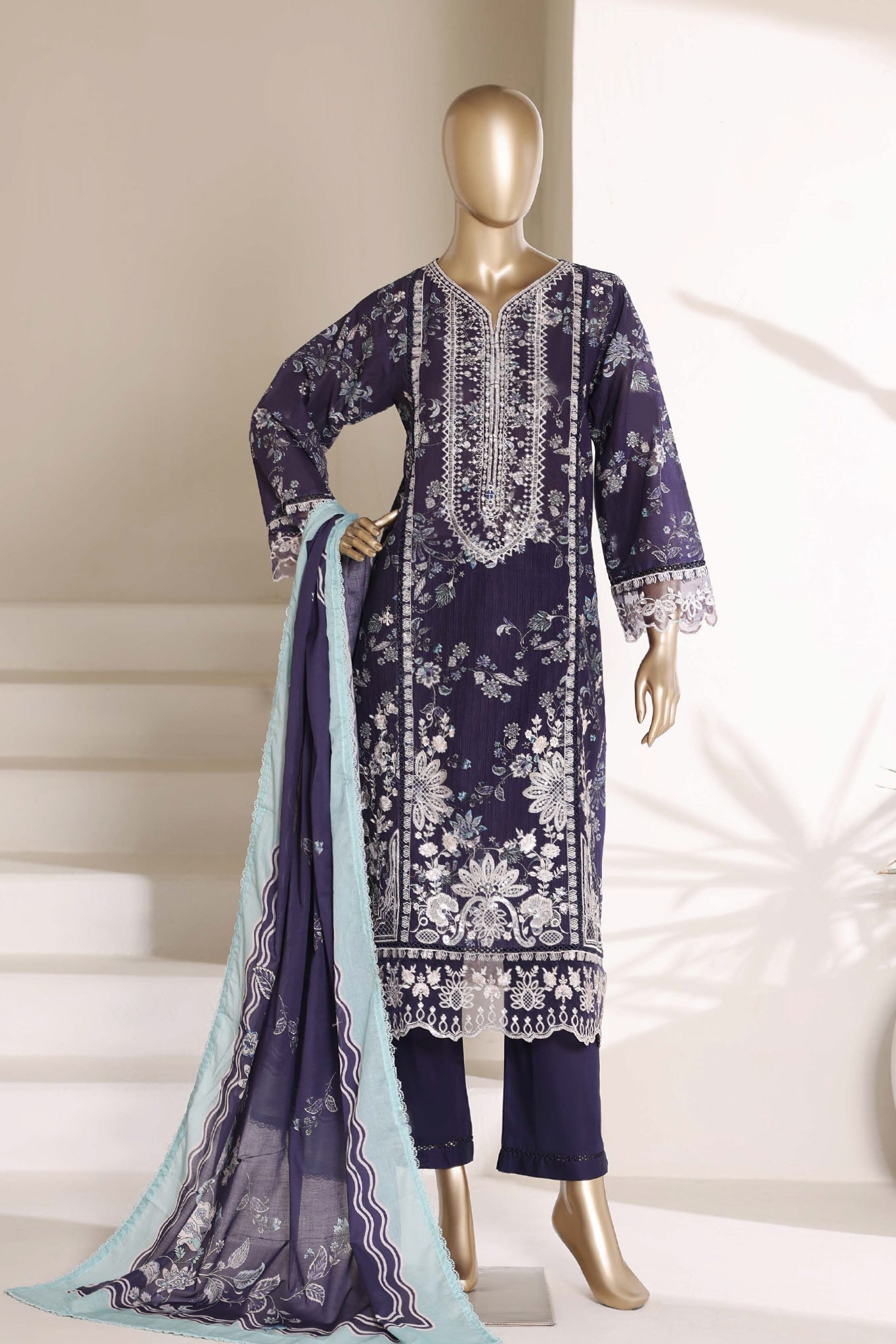 Sada Bahar Stitched 3 Piece Emb Signature Festive Vol-05 Suit-D-801-PURPLE