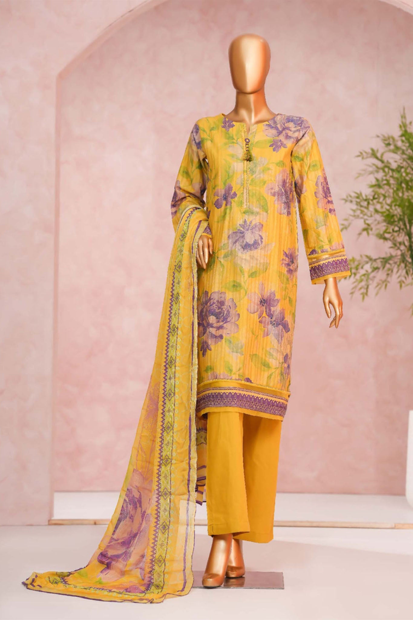 Enchant By HZ Stitched 3 Piece Linnokara Prints Suit-PLK-552