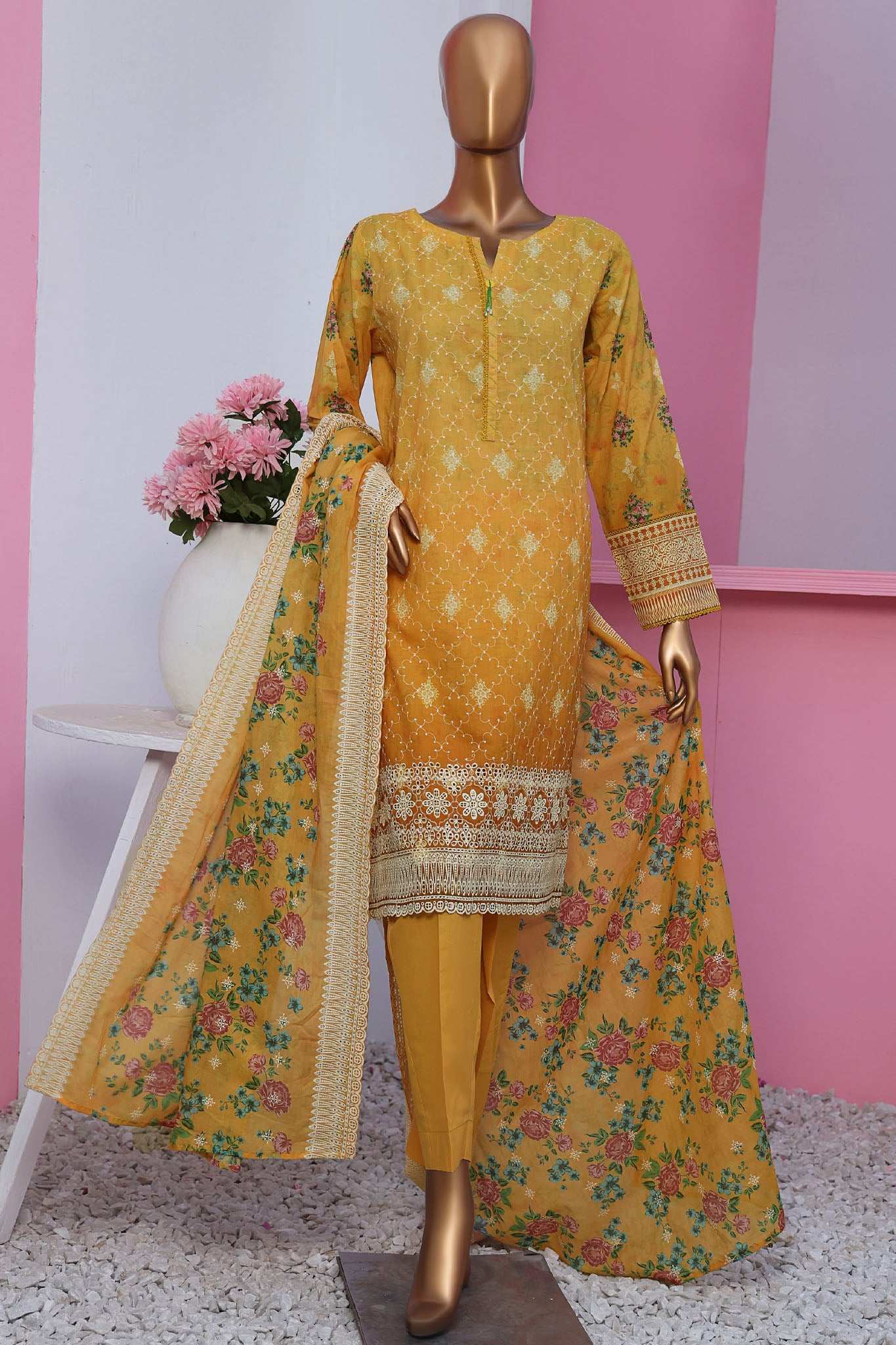HZ Premium Unstitched 3 Piece Emb Lawnkari Collection'2025-PLK-814