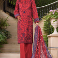 Intermix Thread & Needle By HZ Stitched 3 Piece Emb Cambric Collection'2025-POEL-3P-007-Red