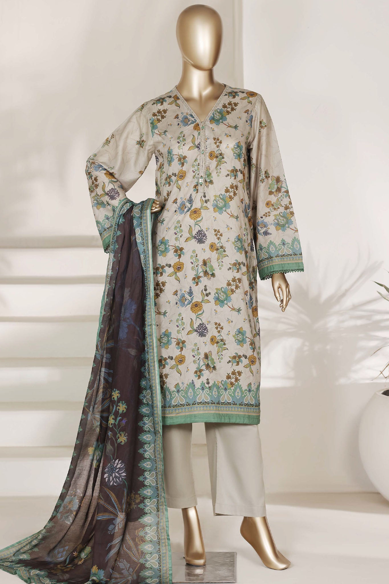 Sada Bahar Stitched 3 Piece Printed Lawn Vol-03 Suit-PR-4492-SKIN