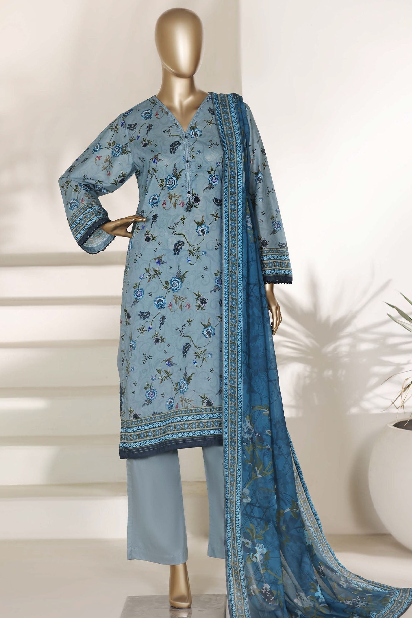 Sada Bahar Stitched 3 Piece Printed Lawn Vol-03 Suit-PR-4510-SKY