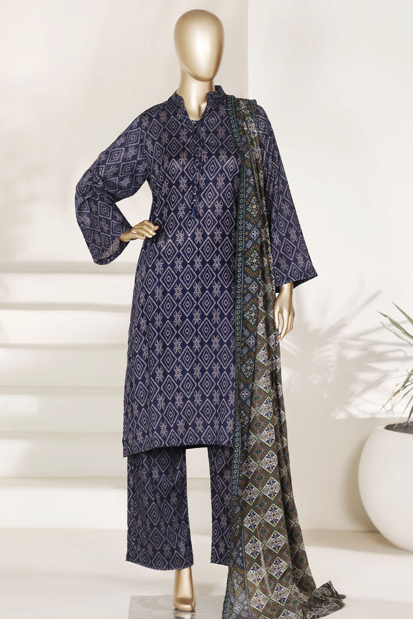 Sada Bahar Stitched 3 Piece Printed Lawn Vol-03 Suit-PR-84 A-BLUE