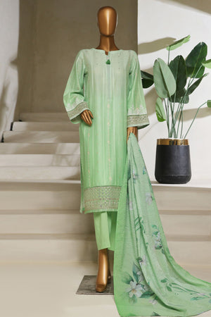Ombre Damask By HZ Stitched 3 Piece Emb Jacquard Series Collection'2025-PSJ-029-Mint