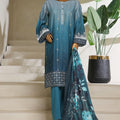 Ombre Damask By HZ Stitched 3 Piece Emb Jacquard Series Collection'2025-PSJ-030-Teal