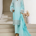 Ombre Damask By HZ Stitched 3 Piece Emb Jacquard Series Collection'2025-PSJ-031-Sky Blue
