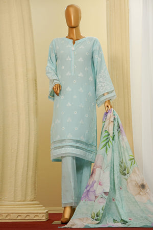 Traditional Vibes By HZ Stitched 3 Piece Solid Emb Chikankari Collection'2025-PWC-103-Sky Blue