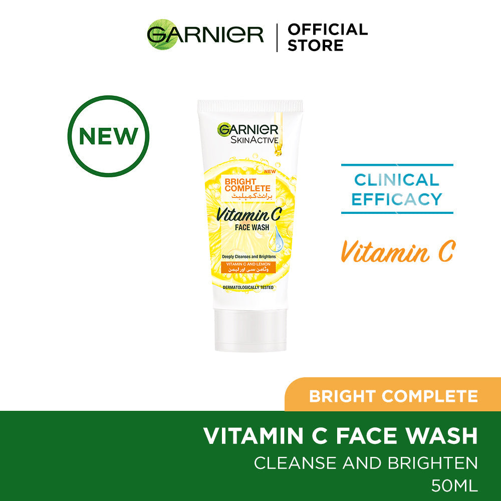 Garnier Bright Complete Vitamin C Face Wash 50ml - Snapcart.pk