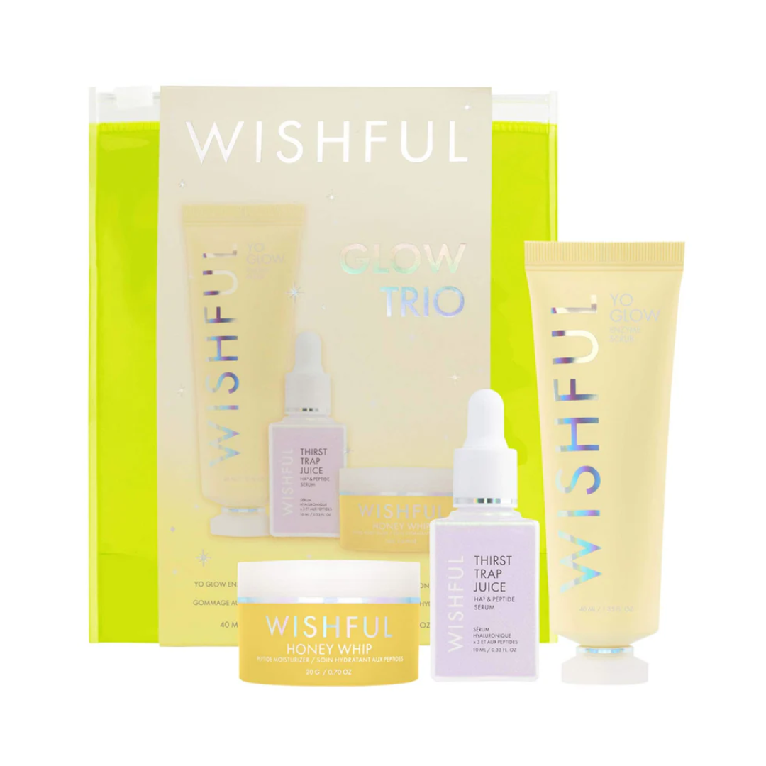 Huda Beauty Wishful Glow Trio Set Scrub 40Ml+Serum 10Ml+Moisturizer 20G