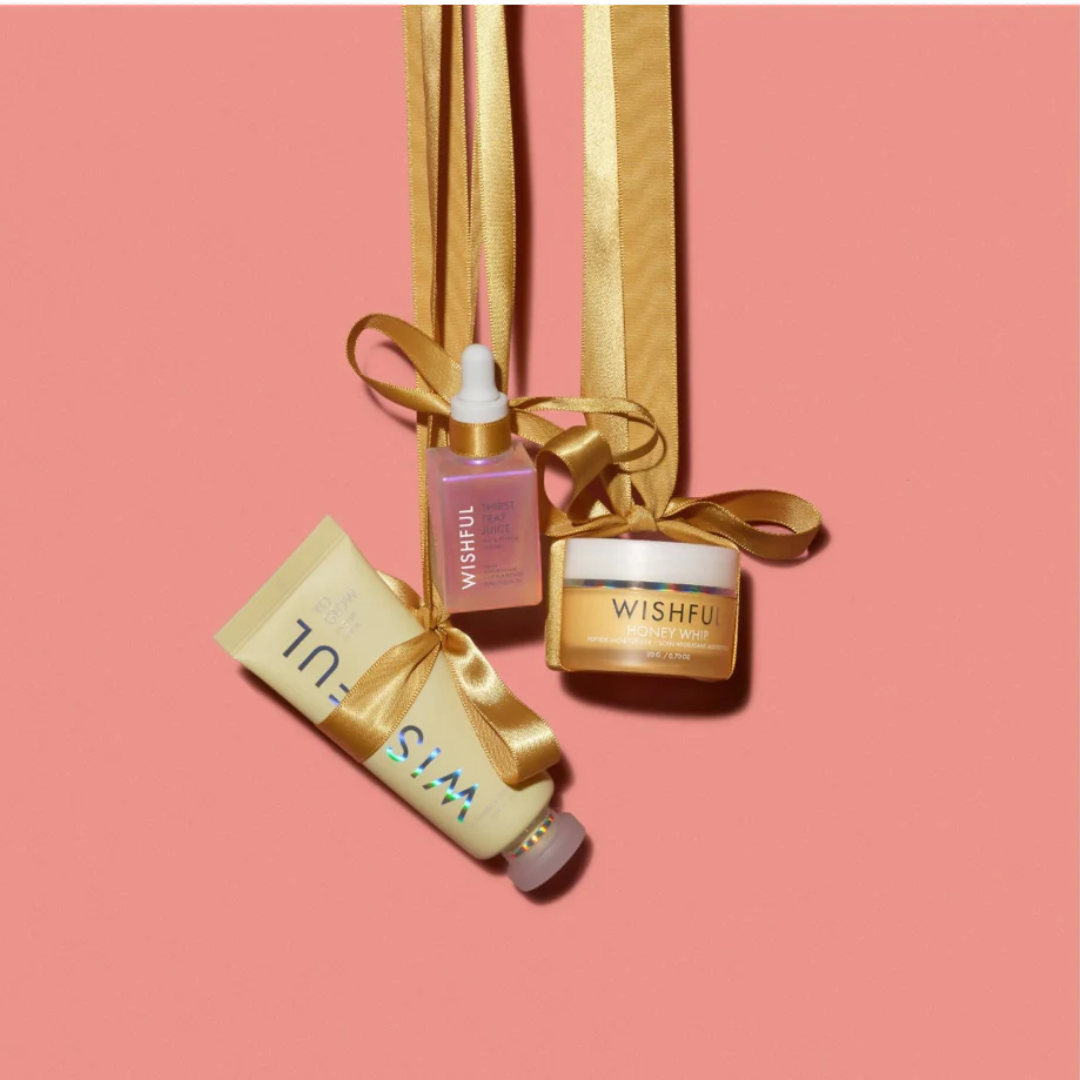 Huda Beauty Wishful Glow Trio Set Scrub 40Ml+Serum 10Ml+Moisturizer 20G