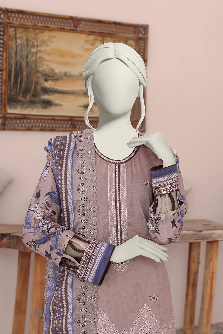 Almeerah Unstitched 3 Piece Emb Cutwork Lawn Vol-04 Collection'2025-Petal Pink Muse