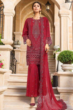 Afsany by Sada Bahar Stitched 3 Piece Luxury Chiffon Vol-12 Collection'2025-CR-28-Maroon