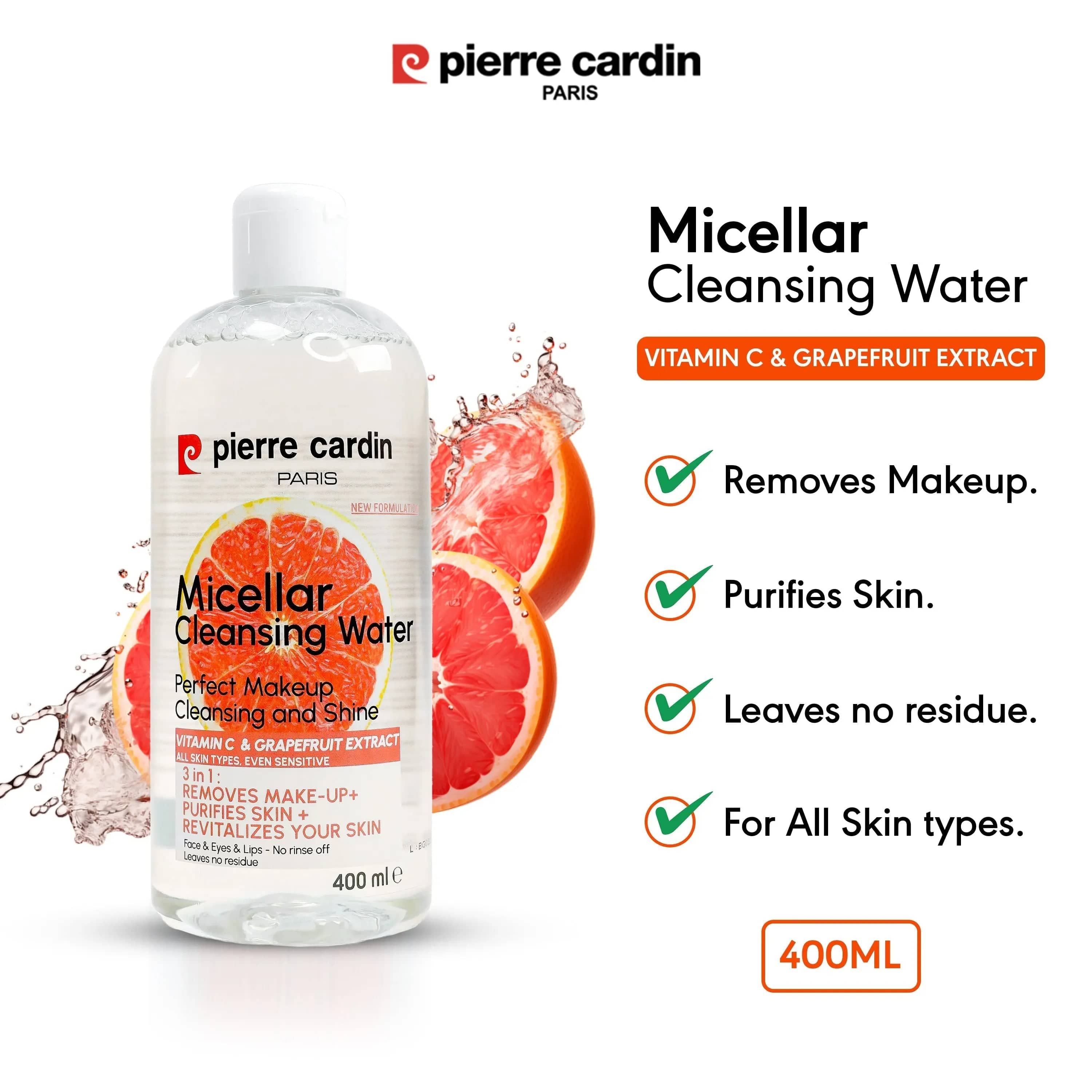 Pierre Cardin Paris - Cleansing Micellar Water 400ml - With Pink Grapefruit And Vitamin C - My Store