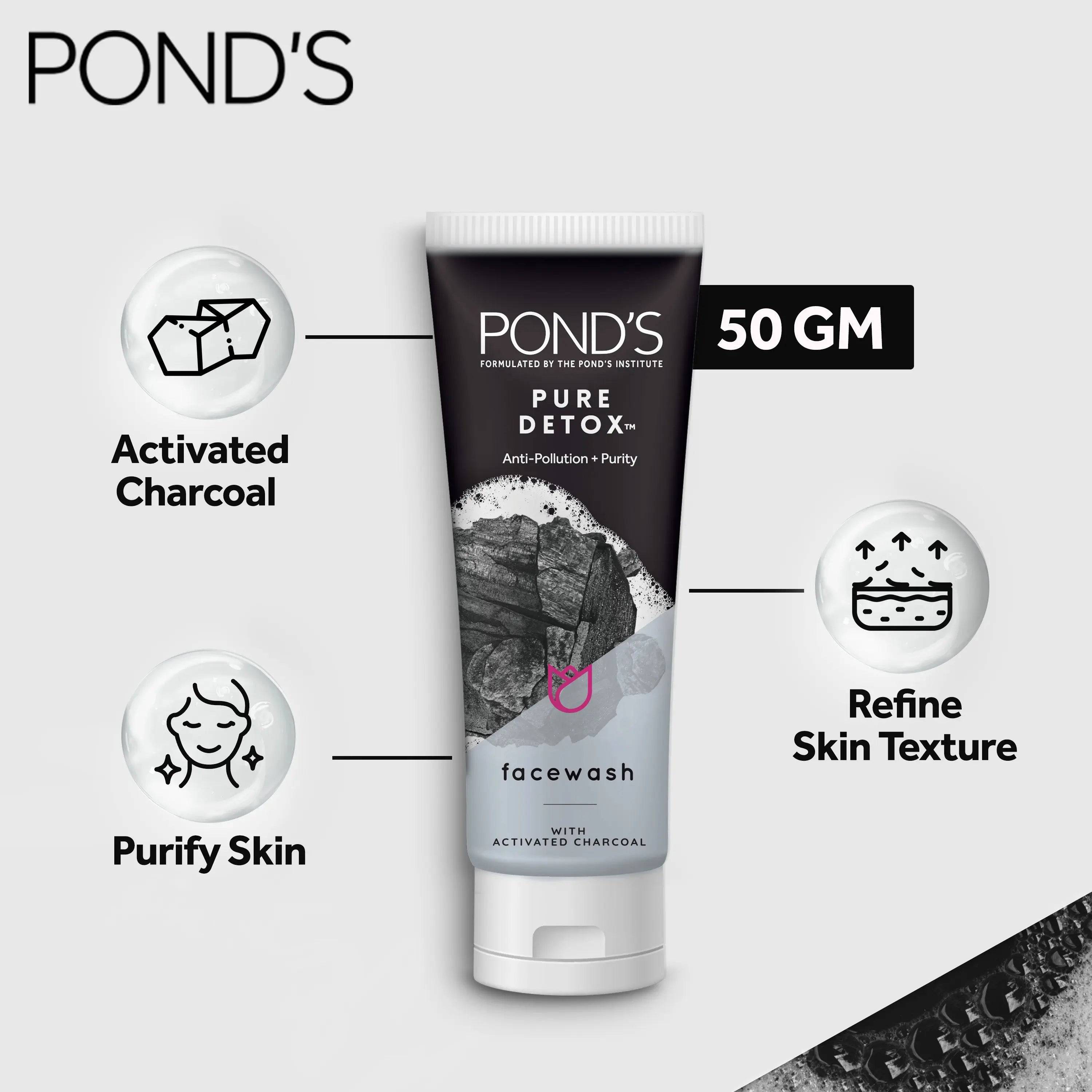 Pond's Pure Detox Anti-Pollution + Purity Face Wash, 50g - My Store