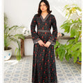 Zauk Charcoal Black Printed Long Dress