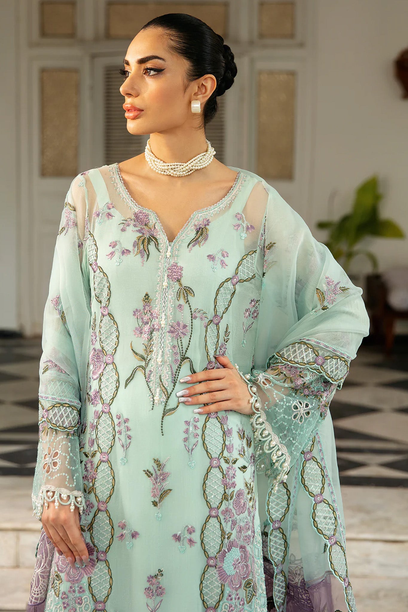 Dastak by Ramsha Unstitched 3 Piece Luxury Chiffon Vol-01 Collection'2025-Q-102