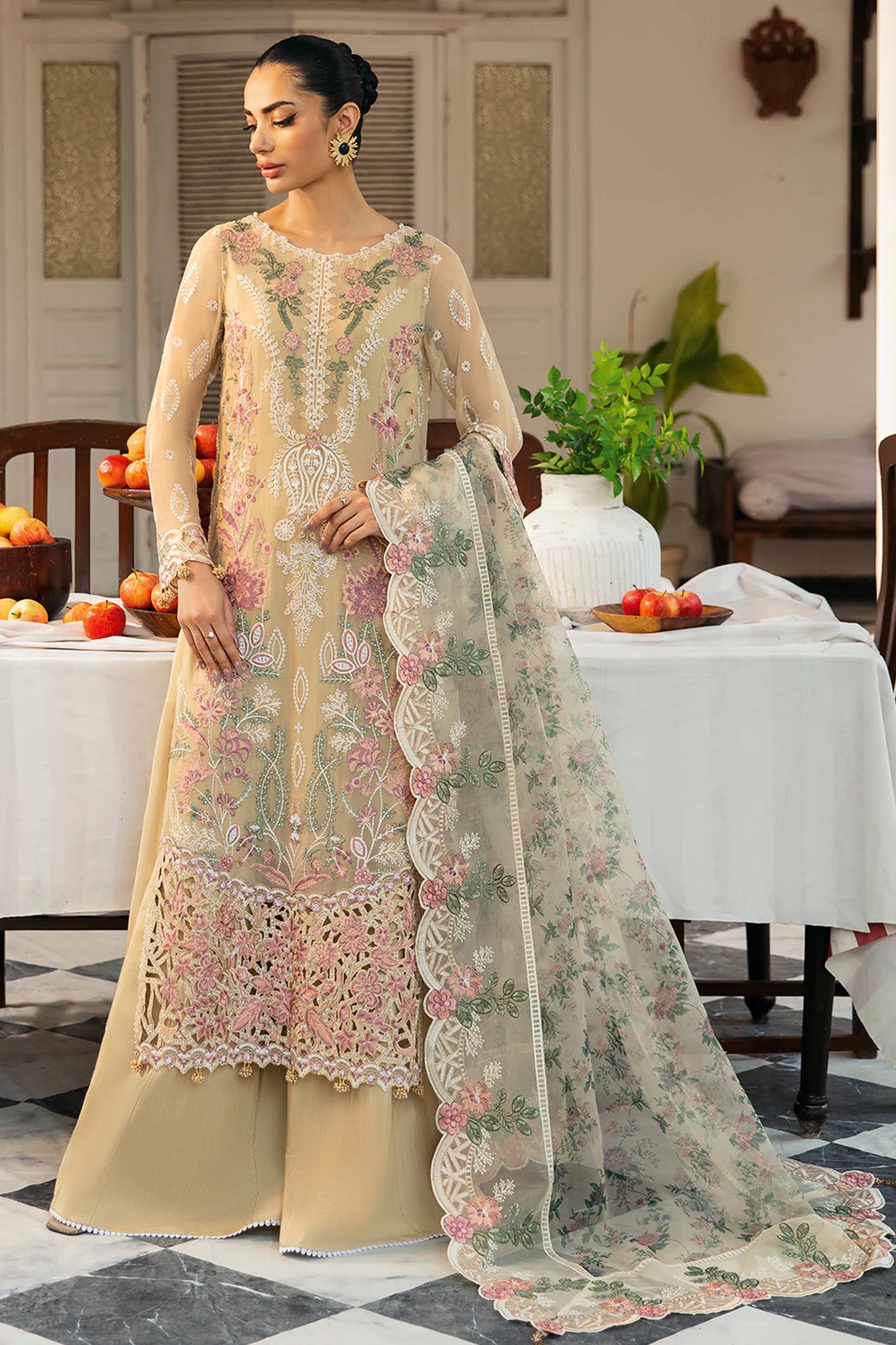 Dastak by Ramsha Unstitched 3 Piece Luxury Chiffon Vol-01 Suit-Q-105