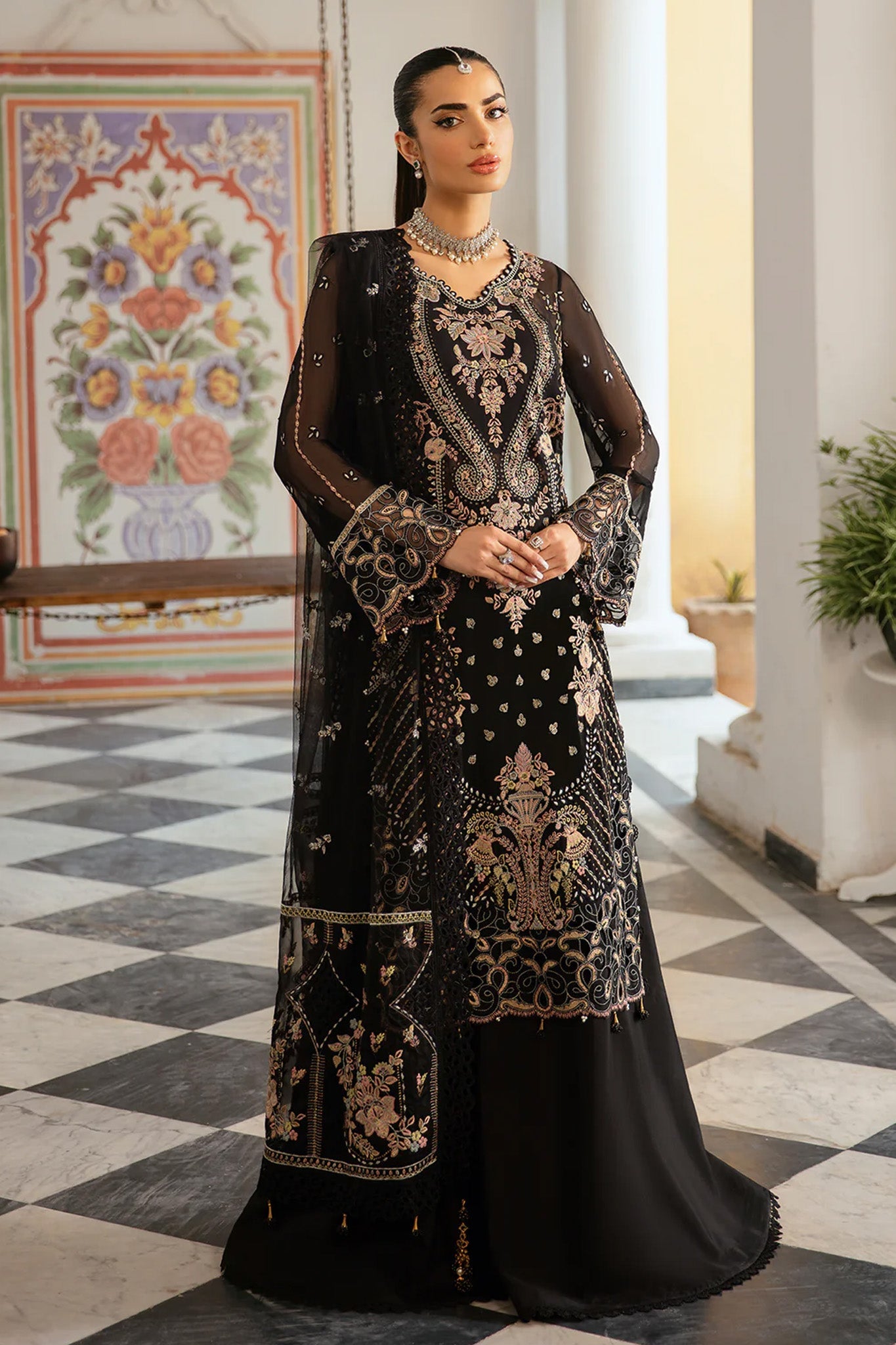 Dastak by Ramsha Unstitched 3 Piece Luxury Chiffon Vol-01 Suit-Q-106