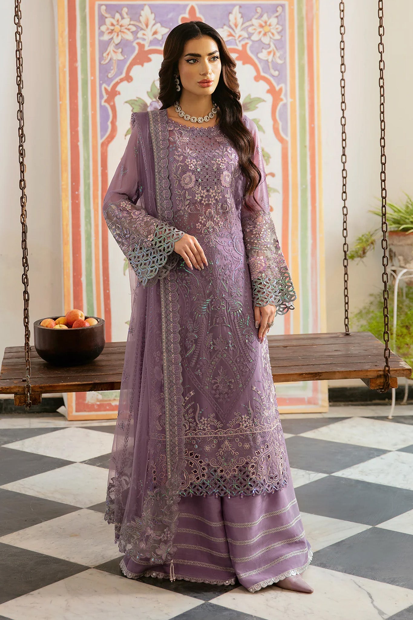 Dastak by Ramsha Unstitched 3 Piece Luxury Chiffon Vol-01 Suit-Q-108