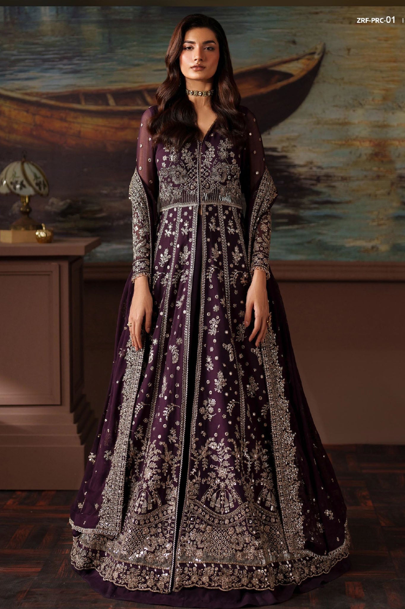 Zarif Unstitched 3 Piece Premium Chiffon Suit-ZRF-PRC-01 IRELEEN