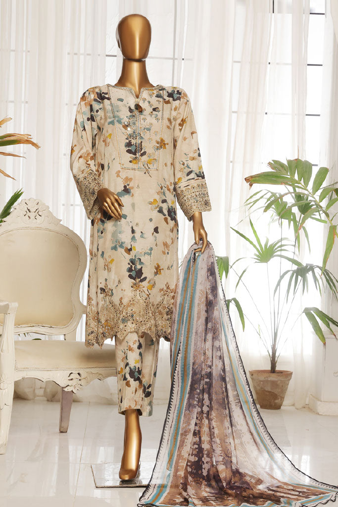 Majestic By HZ Stitched 3 Piece Festive Emb Silk Collection'2025-RTE-010